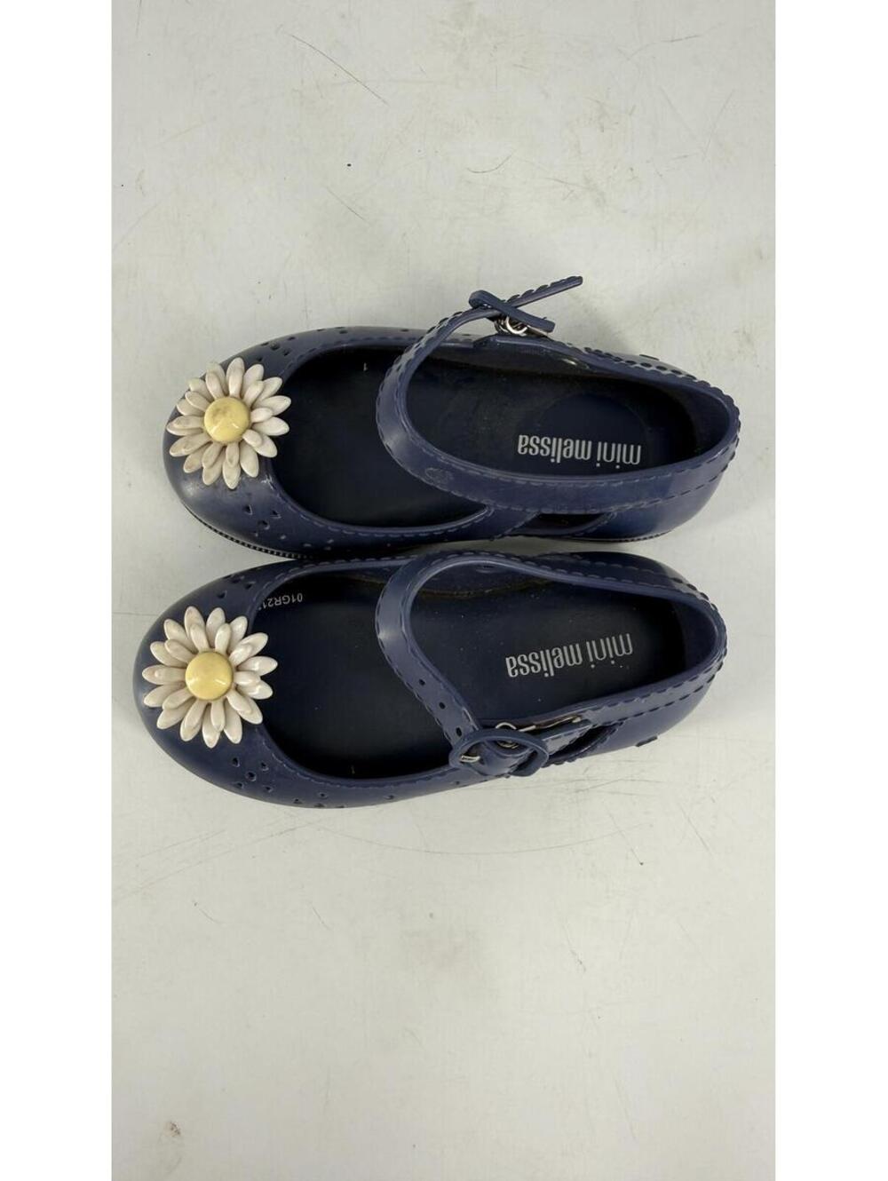 Mini Melissa Girls Mary Jane Jelly Shoes Blue Daisy Flower SZ 7 Toddler Kids